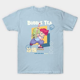 Kawaii Bubble Tea Anime Character T-Shirt